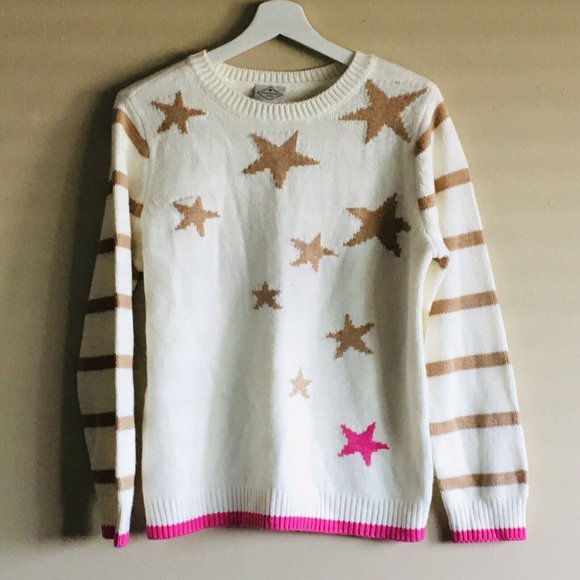 St. John's Bay Women's 100% Acrylic Knit Star Pattern Sweater in Size PM - Picture 3 of 10